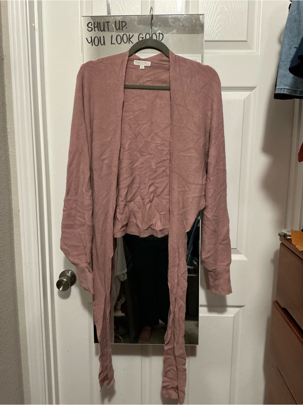 Blu Pepper Mauve Open-Front Draped Cardigan